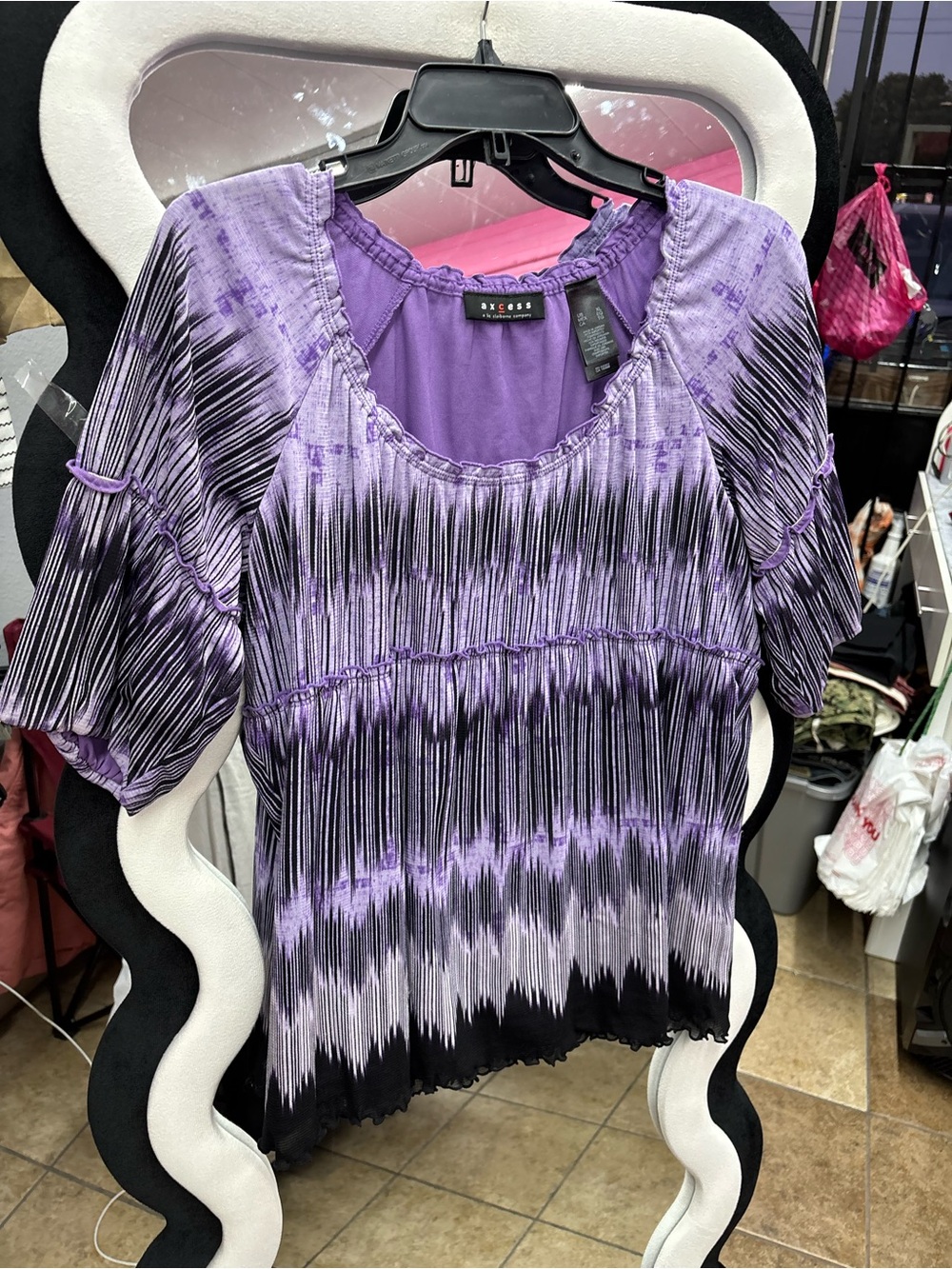 Y2K Access Purple Ombre Tie-Dye Short Sleeve Scoop Top